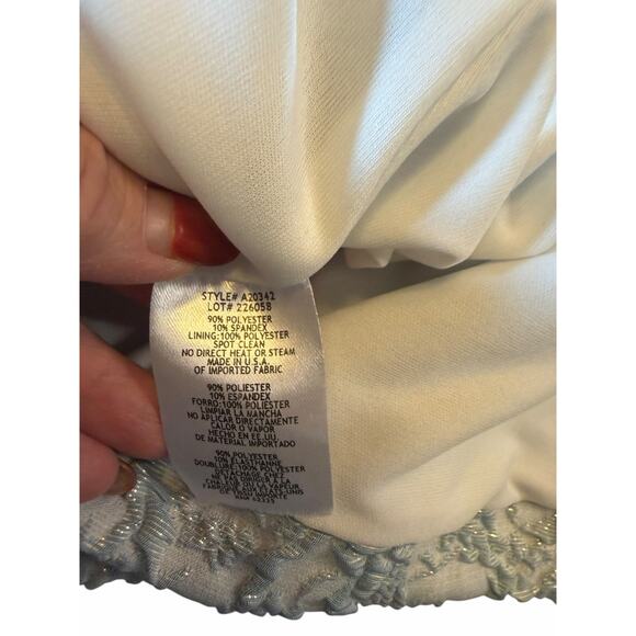 Betsy & Adam Ice Blue and Silver Jacquard Midi Dress - Size 14W - Picture 9 of 16